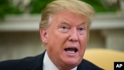 美国总统特朗普2019年5月3日在白宫椭圆形办公室。