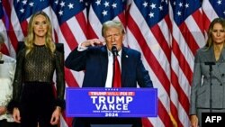 美国共和党总统候选人,前总统特朗普星期三凌晨在佛州发表胜选演说。(法新社:2024年11月6日)