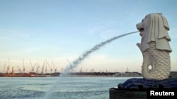 资料照:新加坡著名地标鱼尾狮公园