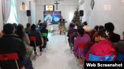 Một buổi sinh hoạt của Hội thánh Truyền giáo Phục Hưng dịp Giáng sinh 2020. Ảnh: PLO via Facebook