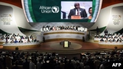 အာဖရိက သမဂ္ဂရဲ့ ကော်မရှင် ဥက္ကဌ Moussa Faki မိန့်ခွန်းပြောစဉ်