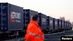 第一列从中国抵达英国的货运火车。(2017年1月18日)