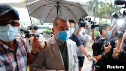 香港壹传媒创办人黎智英抵达西九龙法院。(2020年9月3日)