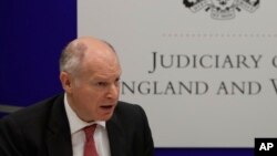 资料照:参与审理香港壹传媒创办人黎智英案的香港终审法院非常任法官、英国法官廖柏嘉(David Neuberger)