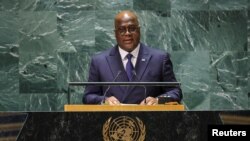 刚果民主共和国总统齐塞克迪在纽约联合国大会上讲话。(2023年9月20日)
