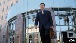 律师梁志毅经常进出的高等法院(美国之音国符拍摄)