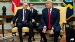 美国总统特朗普在白宫会见土耳其总统埃尔多安(2019年11月13日)。