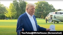 2025年6月24日,特朗普总统在离开白宫前往荷兰参加北约峰会前与媒体见面。