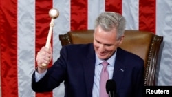 美国众议院共和党领袖凯文·麦卡锡(Kevin McCarthy)1月7日当选为第118届国会众议院议长。(路透社)