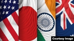 四方安全对话机制(Quad)成员国国旗:美国、日本、印度和澳大利亚。(Courtesy Image)