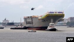 印度第一艘国产航母 “维克兰特号”(“INS Vikrant”)。(法新社照片)