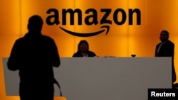 亚马逊公司位于纽约曼哈顿办公室的前台(2019年5月1日)。