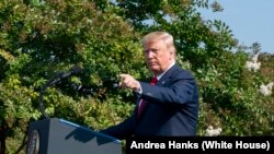 美国总统特朗普在五角大楼举行的9月11日纪念仪式上发表讲话(2019年9月11日)。