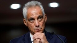 美国新任驻日大使拉姆·伊曼纽尔(Rahm Emanuel)在参议员听证会上。(美联社照片)