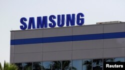 三星公司在墨西哥的工厂厂房上树立的三星标识。(2019年6月1日)