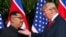 FILE - US President Donald Trump meets with North Korean leader Kim Jong Un on Sentosa Island in Singapore, on June 12, 2018. 