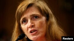 2013年7月17日美国人权活动家萨曼莎.鲍尔出席参议院外交委员会的听证会,这个会议是有关奥巴马总统提名她为美国驻联合国大使人选的事宜。