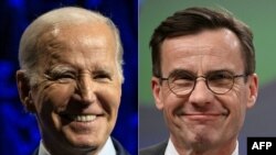 美国总统乔·拜登将在2023年7月5日)在白宫接待瑞典首相乌尔夫·克里斯特松(Ulf Kristersson,右)的来访。(法新社)