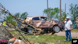 美国德克萨斯州山谷景观遭受龙卷风袭击。(2024年5月26日)