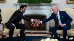 美国总统拜登在白宫会见卡塔尔埃米尔阿勒萨尼(2022年1月31日)