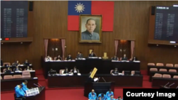 台湾立法院三读通过反渗透法。(2019年12月31日)(台湾立法院网络直播截图)