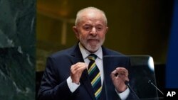 Президент Лула мав перше серед керівників країн слово на Генеральні асамблеї ООН, згідно з традицією організації, за якою Бразилія зазвичай починає дебати. 24 вересня 2024 р.