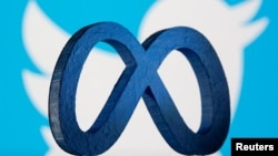 美国知名社媒体推特(Twitter)和元宇宙(Meta,原名Facebook 脸书)的标识