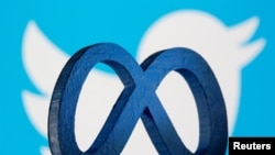 美国知名社媒体推特(Twitter)和元宇宙(Meta,原名Facebook 脸书)的标识