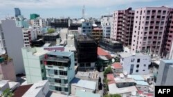 资料照:马尔代夫首都马累的天际线(2018年2月7日)