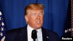 资料照:特朗普总统在佛罗里达州海湖庄园发表了关于伊朗的讲话。(2020年1月3日)