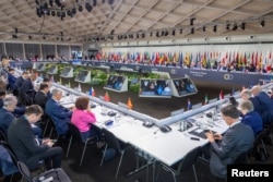 瑞士举行的乌克兰和平峰会会场。(2024年6月16日)