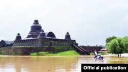 ရခိုင်ပြည်နယ်တွင်း ရေကြီးနေစဉ်။ သတင်းဓာတ်ပုံ- MOI