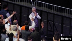 印度外长苏杰生(Subrahmanyam Jaishankar)在纽约出席美印社区集会。(2024年9月22日)