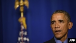 2015年12月1日,美国总统奥巴马在巴黎的经合组织(OECD)的一场新闻发布会上讲话。