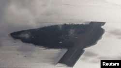 中国和菲律宾有主权争议的帕加萨岛(中国称中业岛)鸟瞰