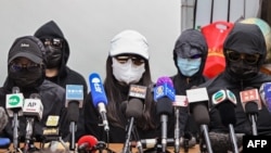 12港人的家人在香港召开记者会要求北京政府释放被拘押在大陆的亲人。(2020年12月28日)