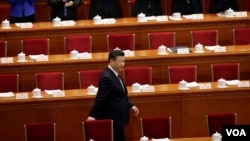 中国国家主席习近平抵达北京人大会堂参加宪法修正案的投票表决。(2018年3月11日)